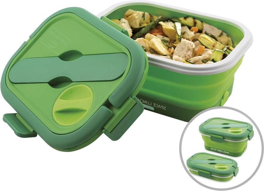 Elektrische Lunchbox Opvouwbare Warmer Eten Opwarmen Snelle Verwarming 35 Watt Groen Wit