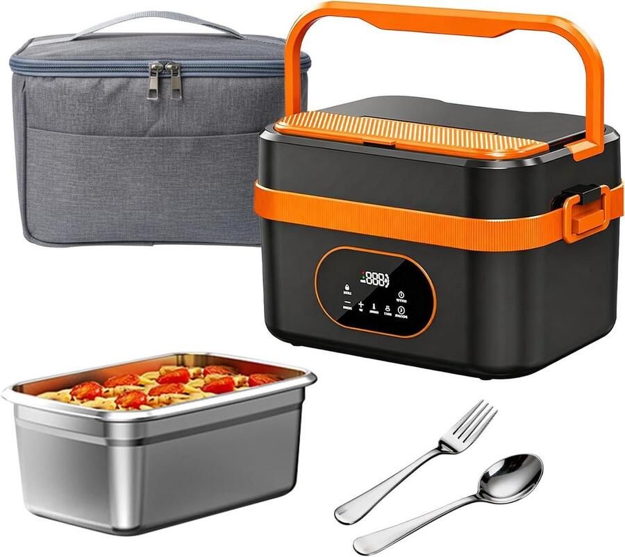 Elektrische lunchbox Thermos container Warme maaltijden onderweg Krachtige 18000 mAh batterij 15 liter inhoud Zilver