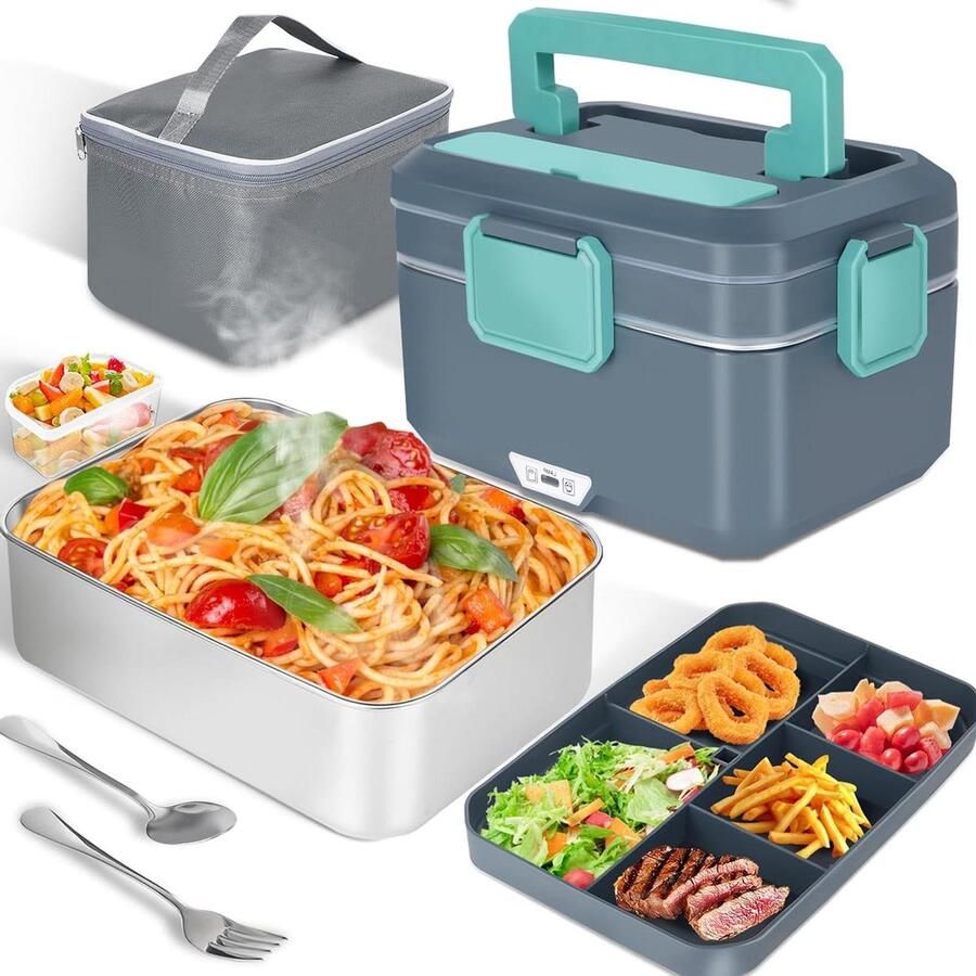 Elektrische Lunchbox Verwarmbare Bento Box Onderweg Eten Snelle Verwarming 3.5L Grijs