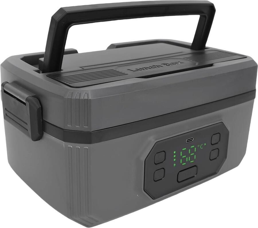 Elektrische Lunchbox Verwarmbare Bento Warme Maaltijd Onderweg Draadloze Verwarming 1200ml Grijs