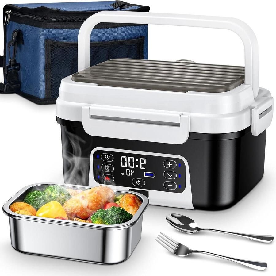 Elektrische Lunchbox Verwarmbare Lunchtrommel Warm Eten Onderweg Automatische Verwarmingsfunctie 1.5 Liter Grijs