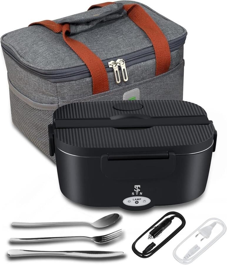 Elektrische Lunchbox Verwarmbare Maaltijdbak Warme Lunch Onderweg Lekvrij & Snel Opwarmen 15 Liter Capaciteit Zwart