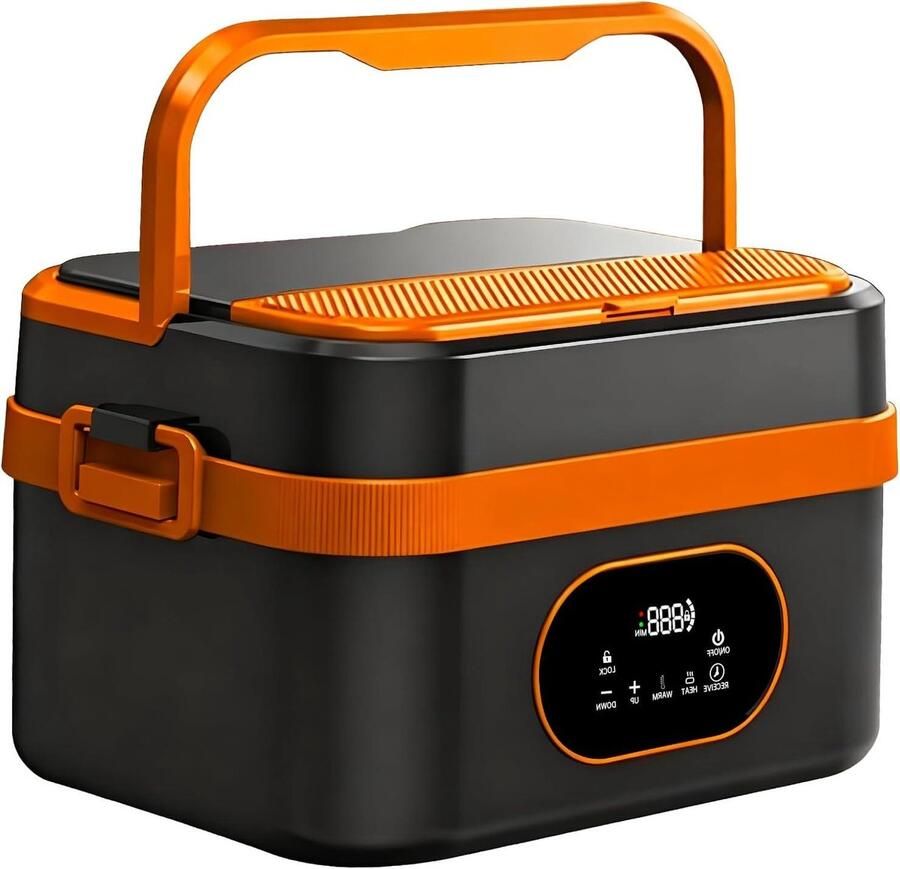 Elektrische Lunchbox Verwarmbare Maaltijdbox Warme Lunch Onderweg Snel Opwarmen 80W 15 Liter Capaciteit Zwart Rood