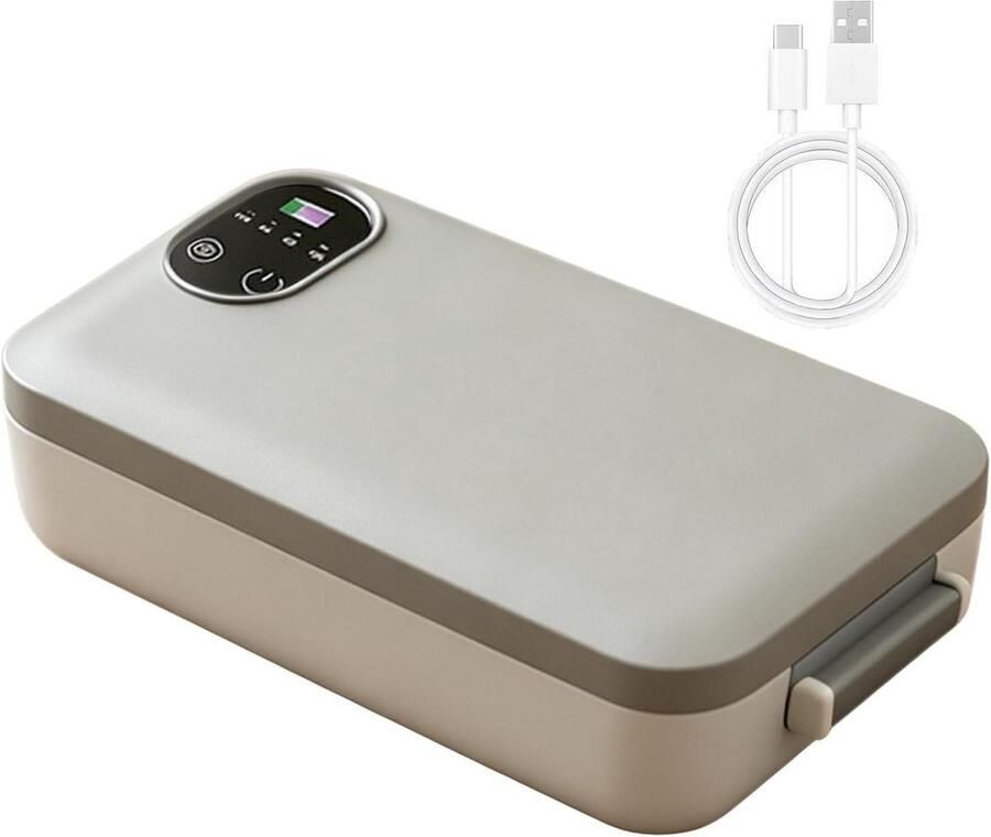 Elektrische Lunchbox Verwarmbare Voedselcontainer Maaltijden Opwarmen Directe Verwarming Zonder Water 900ml Grijs