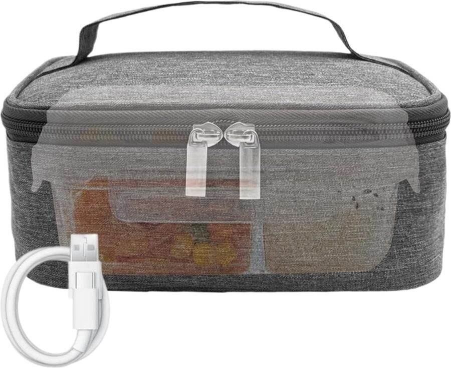 Elektrische Lunchbox Verwarmde Tas Warme Maaltijden Onderweg 3 Temperatuurinstellingen 21x16.5x7.5 cm Zwart