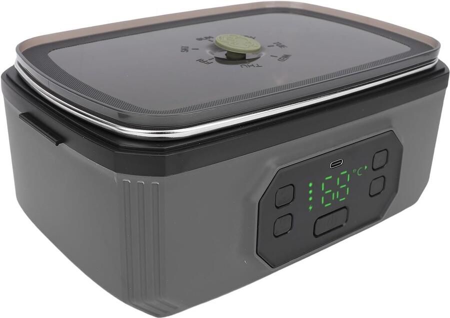 Elektrische Lunchbox Verwarmde Maaltijdbox Warme Lunch Onderweg Draadloze Verwarmingsfunctie 1200ml Capaciteit Zilver