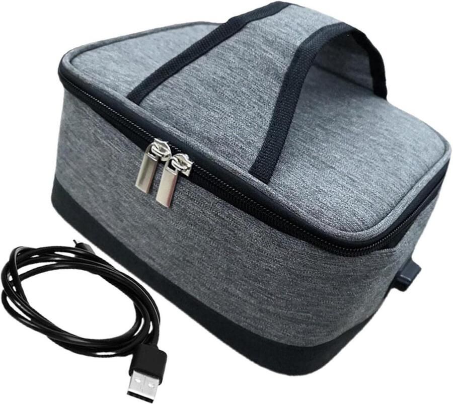 Elektrische Lunchbox Voedsel Warmer Onderweg Eten USB Aangedreven 22 x 16 x 10 cm Grijs