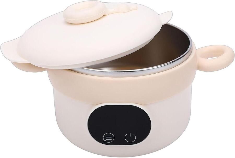 Elektrische Lunchbox Voedselverwarmer Kom Warme Maaltijden Onderweg Snoerloos Verwarmen 470 Ml Capaciteit Creme