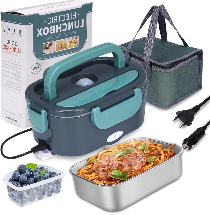 Elektrische Lunchbox Voedselwarmer Bento Onderweg Eten Verwarmen 3-in-1 Spanning 1.5 liter Grijs