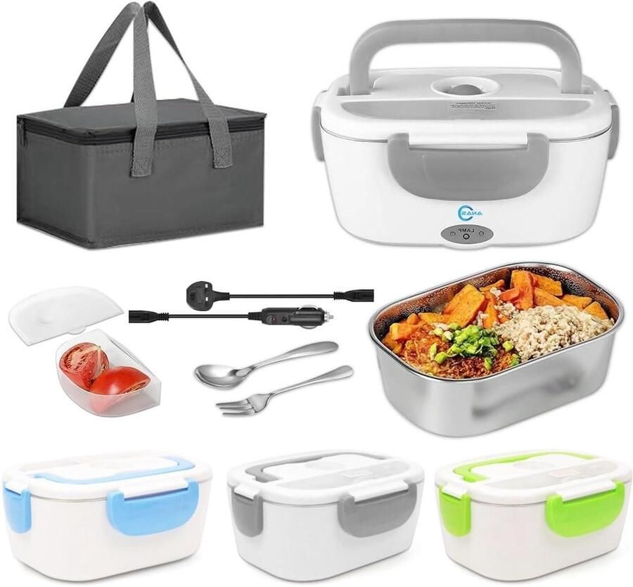 Elektrische Lunchbox Voedselwarmer Draagbaar Warme Maaltijd Onderweg Lekvrij Design 1.5 Liter Zwart
