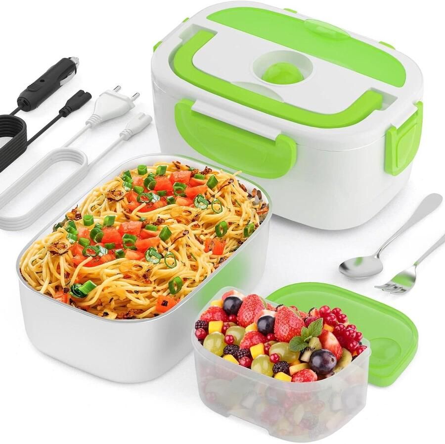 Elektrische Lunchbox Voedselwarmer Warme Maaltijden Onderweg Dubbele Spanning Functie 1.5 Liter Wit