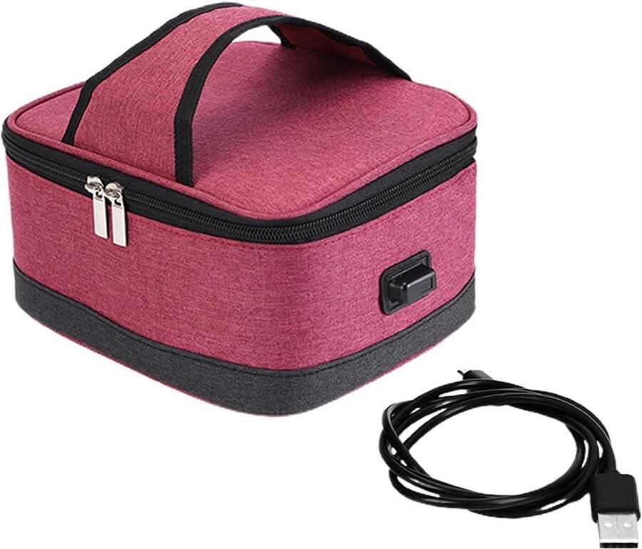 Elektrische Lunchbox Voedselwarmer Zak Onderweg Eten Opwarmen Gladde Ritssluiting 22 x 16 x 10 cm Rood