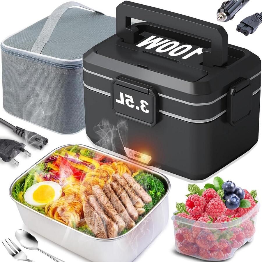 Elektrische lunchbox Warme maaltijd box Onderweg eten Snel opwarmen 35 liter Zwart