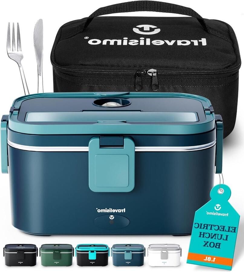 Elektrische Lunchbox Warme Maaltijd Box Eten Opwarmen Drie Voltages 18 Liter Inhoud Zilver