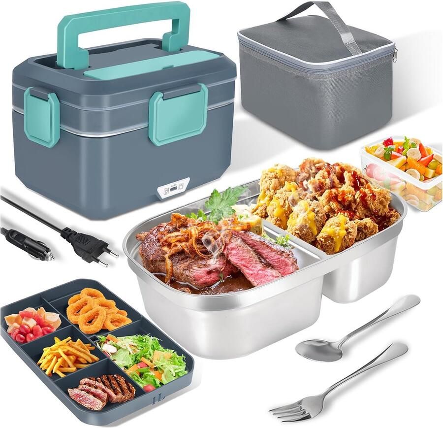 Elektrische Lunchbox Warme Maaltijd Onderweg Eten Snel Opwarmen 35 Liter Grijs