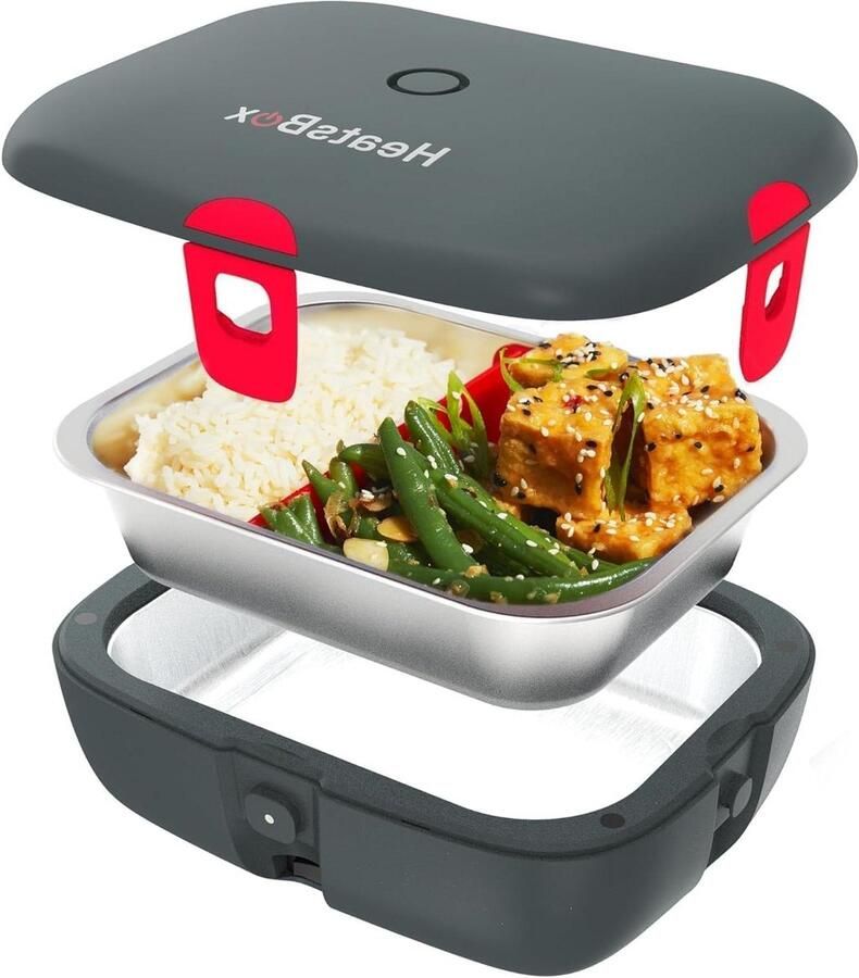 Elektrische lunchbox Warmhoudbox voedsel Eten opwarmen Geïntegreerde vloerverwarming 925 ml Grijs