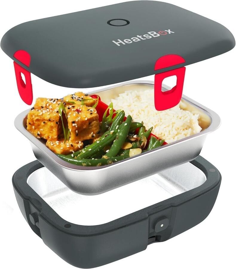 Elektrische lunchbox Warmhoudbox voedsel Maaltijden opwarmen Geïntegreerde vloerverwarming 925 ml Grijs