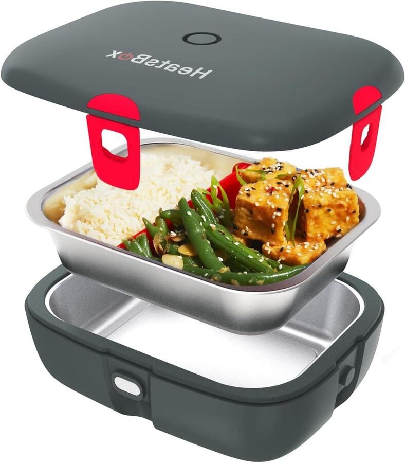 Elektrische Lunchbox Warmhoudcontainer Maaltijden Opwarmen App Bediening 925 ml Grijs