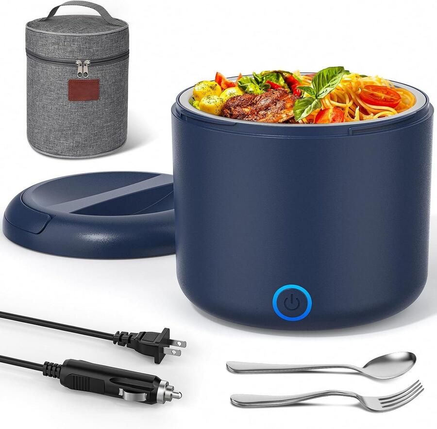 Elektrische Lunchtrommel 1.2L met RVS Binnenpan Opwarmen Onderweg (12V 24V 220V)