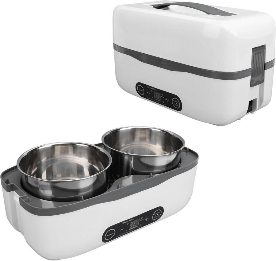 Elektrische Lunchbox Warme Maaltijd Eten Opwarmen 24 Uur Reservering 1 Liter Grijs