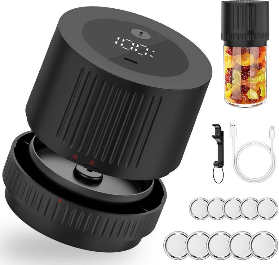 Elektrische Mason Jar Vacuüm Sealer Kit Voedselopslag Draagbare Vacuüm Sealer voor Brede en Regelmatige Mond Mason Deksels