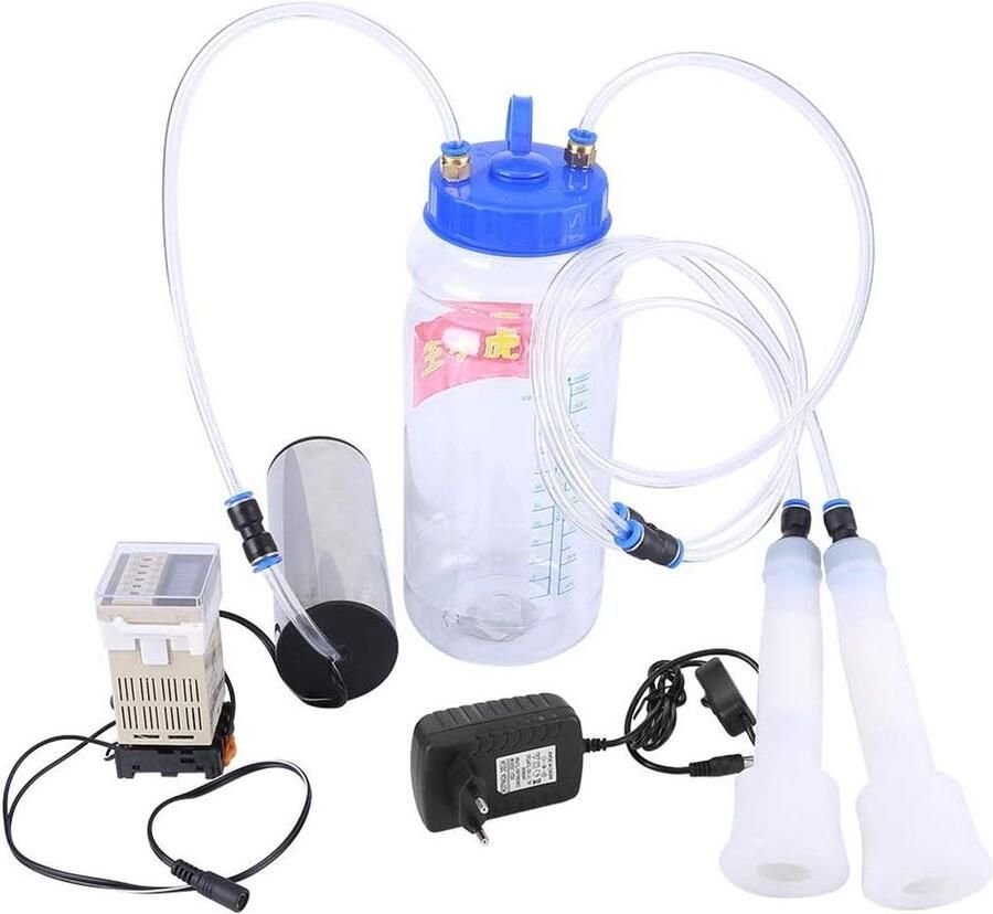 Elektrische Melkmachine Dubbele Kop Koeien Schapen Melken Impulsbesturingsfunctie 2 Liter Standaard