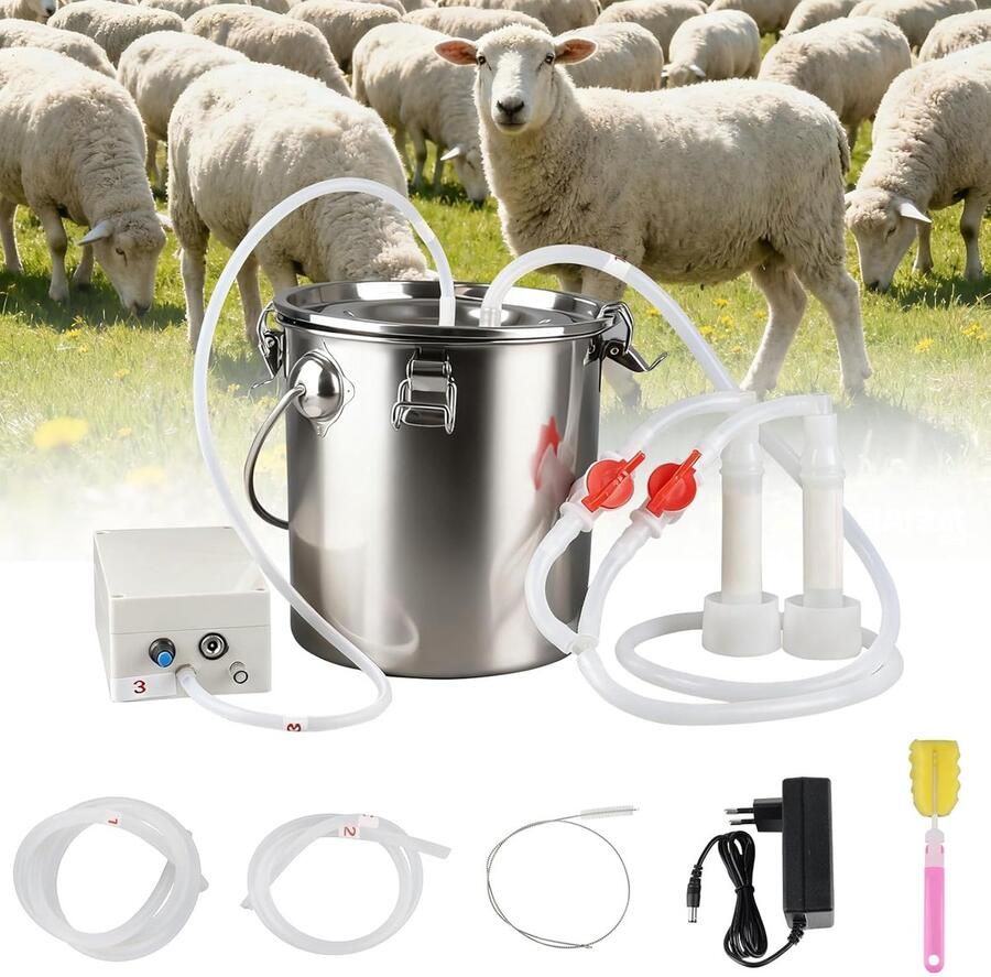 Elektrische Melkmachine Geitenmelker Vacuümpomp Veehouderij Melken Roestvrijstalen Vat 5 Liter Capaciteit