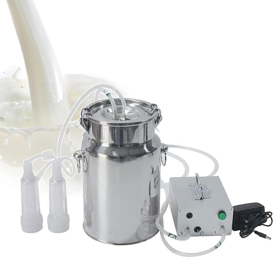 Elektrische Melkmachine Koe Geit Efficiënt Melken Roestvrij Staal 5 Liter Zilver