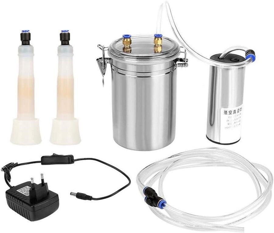 Elektrische Melkmachine Mobiele Melker Melk Oogsten Roestvrij Staal 2 Liter Capaciteit Zilver