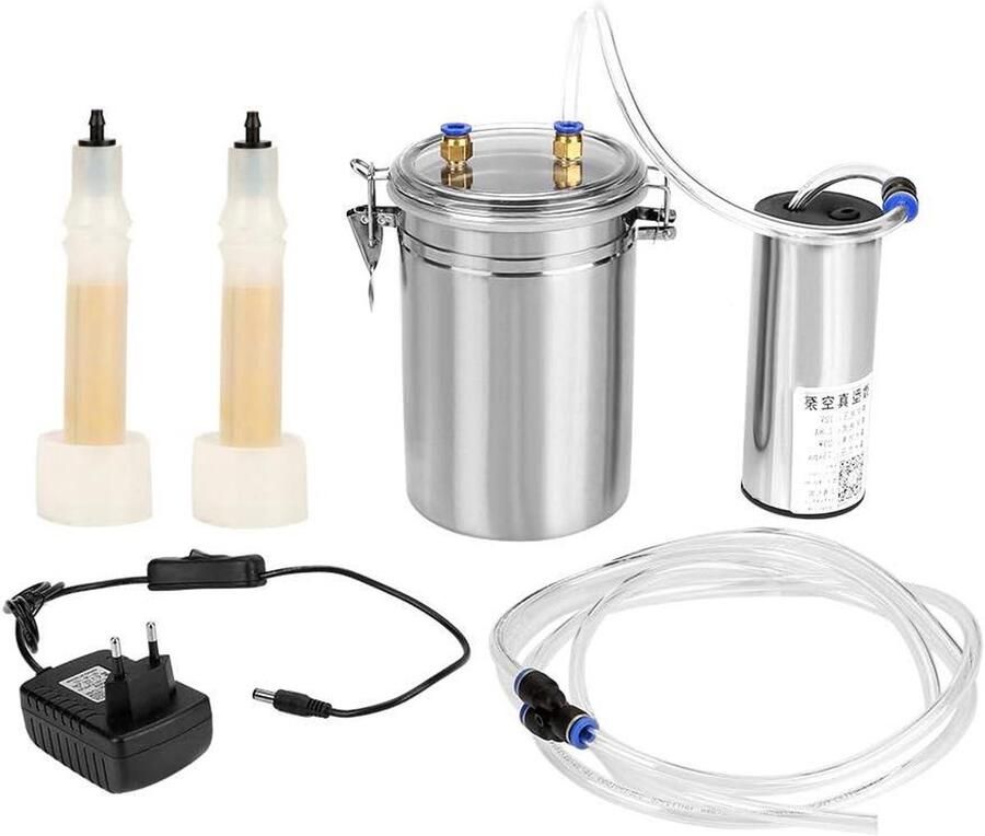 Elektrische Melkmachine Mobiele Melker Melk Verzamelen Roestvrij Staal 2 Liter Zilverkleurig