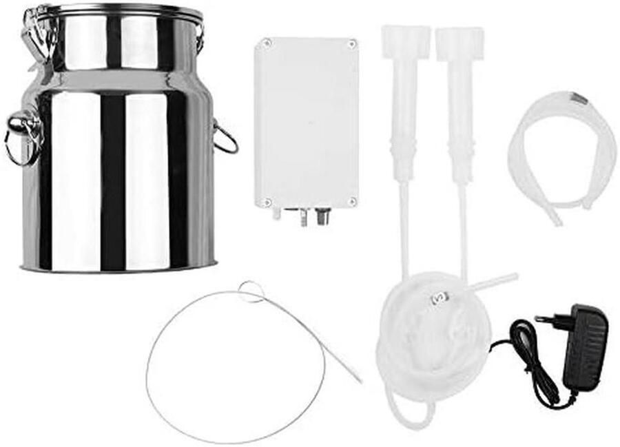Elektrische Melkmachine Vacuüm Melksysteem Hygiënisch Melken Dubbele Speenbekers 5L Tank Zilver