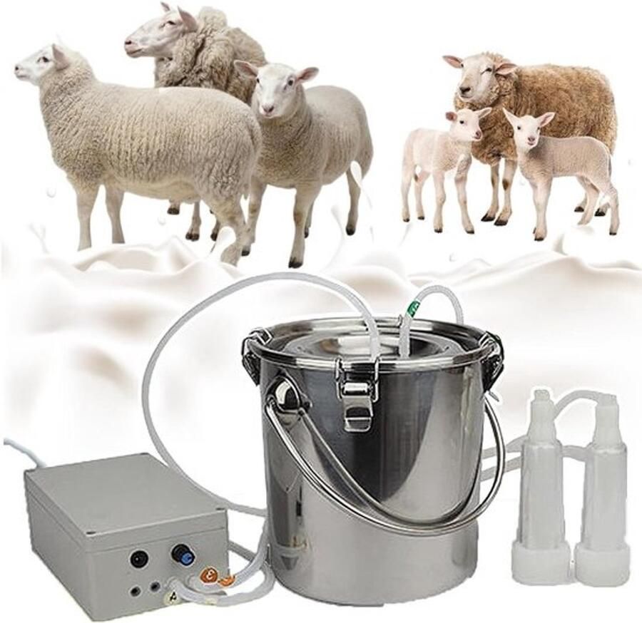 Elektrische melkmachine Vacuümpomp met pulsator Werkzaamheden in de stal Automatische stop 5 liter capaciteit Zilver