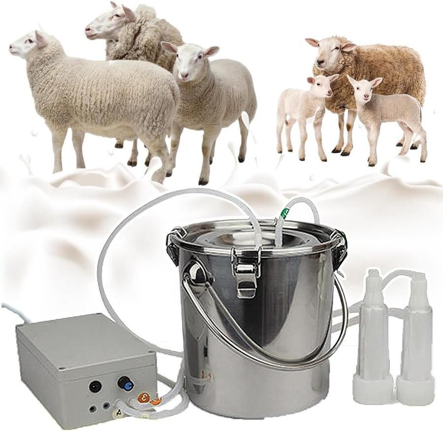 Elektrische Melkmachine Vacuümpomp Pulsator Stal Werkzaamheden Automatische Stop 5 Liter Capaciteit Zilver
