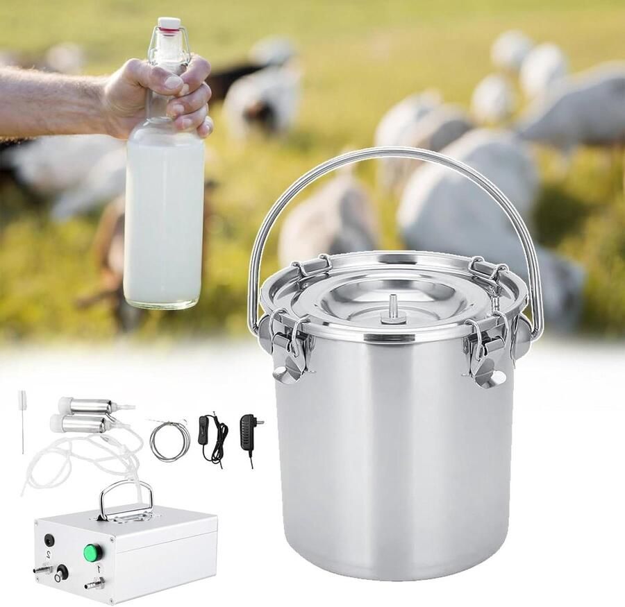 Elektrische melkmachine voor koeien en geiten roestvrijstalen emmer met vacuümpomp complete melkbenodigdheden voor boerderijen en vee