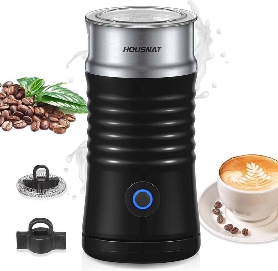Elektrische Melkopschuimer 240 ml One Touch 4-in-1 Stille Temperatuurregeling voor Latte Art Eenvoudige Reiniging Zwart