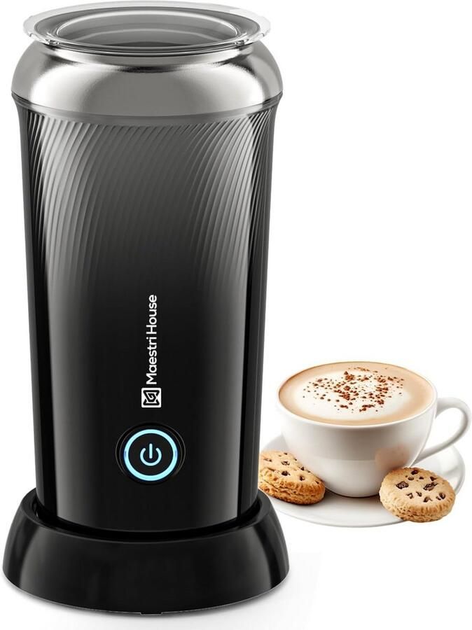 Elektrische Melkopschuimer 3-in-1 Voor Warm & Koud Schuim Roestvrijstaal Zwart