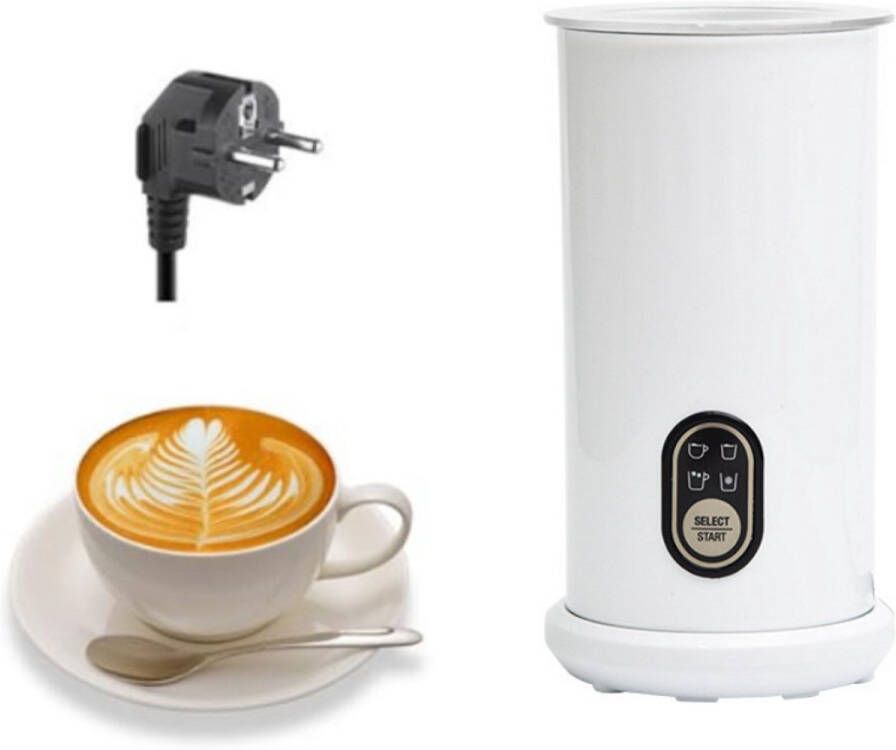 Elektrische melkopschuimer 4 in 1 250 ml Automatische uitschakeling Roestvrij staal Elektrische melkopschuimer Automatische koude en warme opschuimer en melkverwarmer Draagbare melkopschuimer Wit