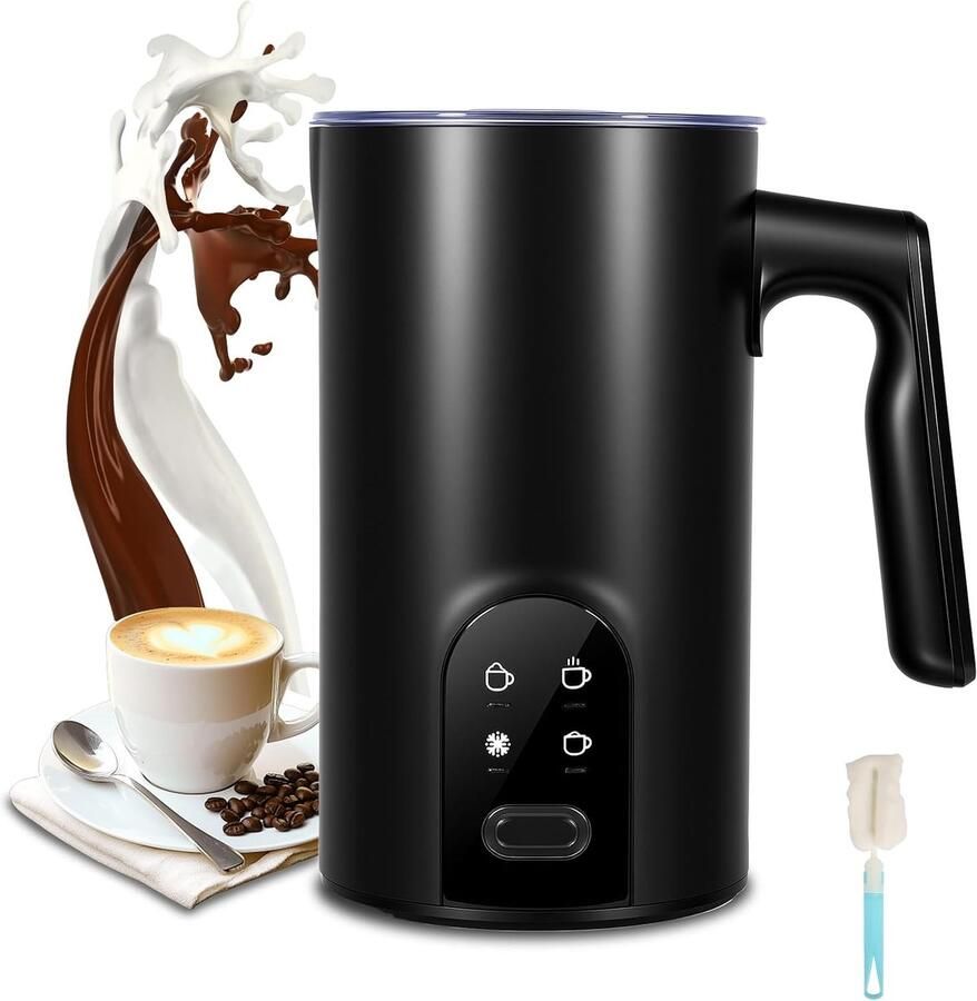 Elektrische Melkopschuimer 4-in-1 350ml Warm en Koud Schuim Automatische Uitschakeling Zwart