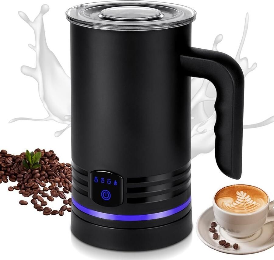 Elektrische Melkopschuimer 4-in-1 – 430 ml – 400W RVS – Voor Latte Cappuccino & Warme Chocolademelk – Stil & Automatisch