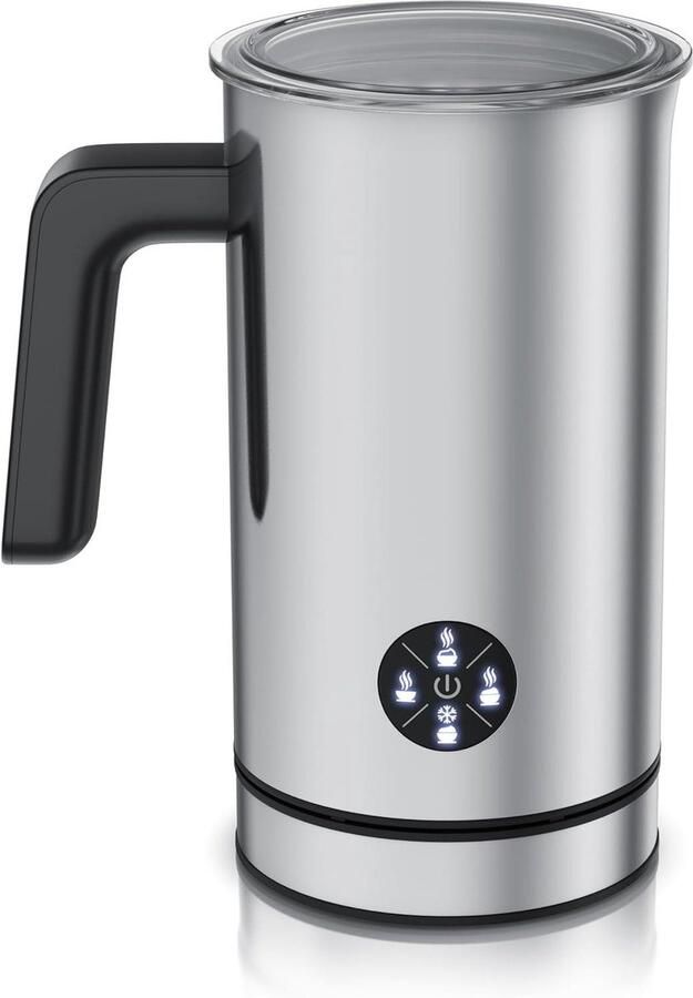 Elektrische Melkopschuimer Automatisch Warme Drankjes Maken Dubbelwandige Behuizing 300 ml Zilver