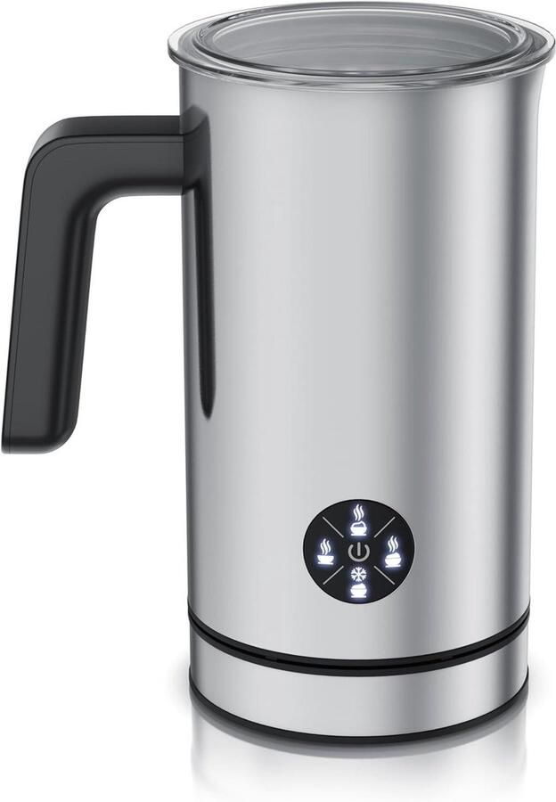 Elektrische Melkopschuimer 4-in-1 Functie Warme Drank Maken Dubbelwandige Behuizing 300 ml Capaciteit Zilver