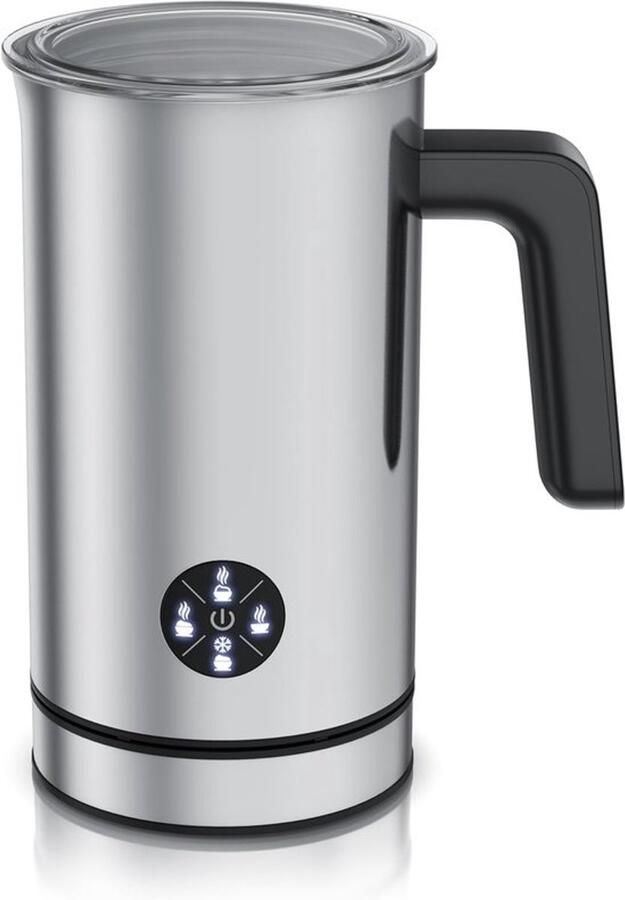 Elektrische Melkopschuimer 4-in-1 Apparaat Warme Dranken Maken Dubbelwandige Behuizing 300 ml Capaciteit Zilver