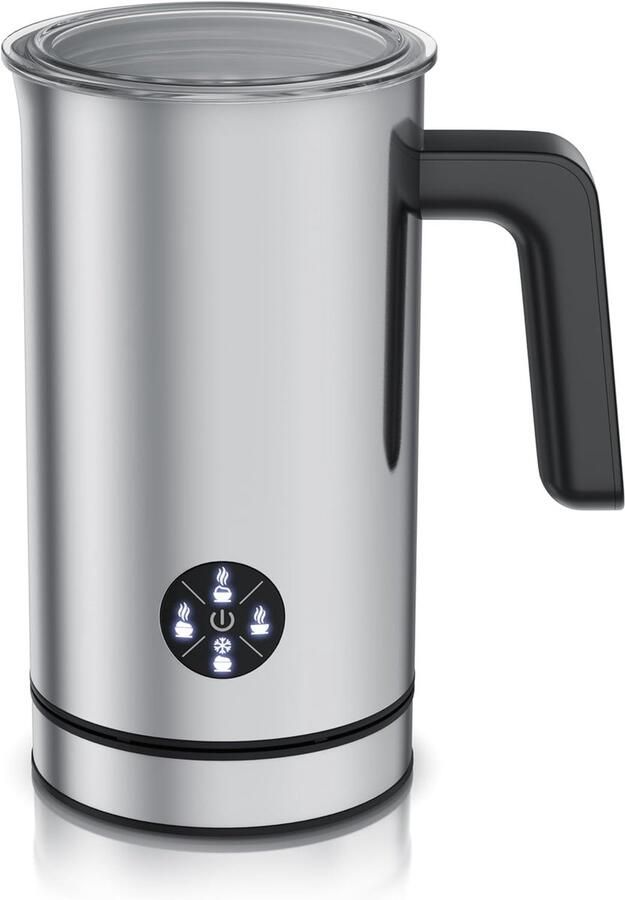 Elektrische Melkopschuimer 4-in-1 Apparaat Warme Drankjes Maken Dubbelwandige Behuizing 300 ml Capaciteit Zilver