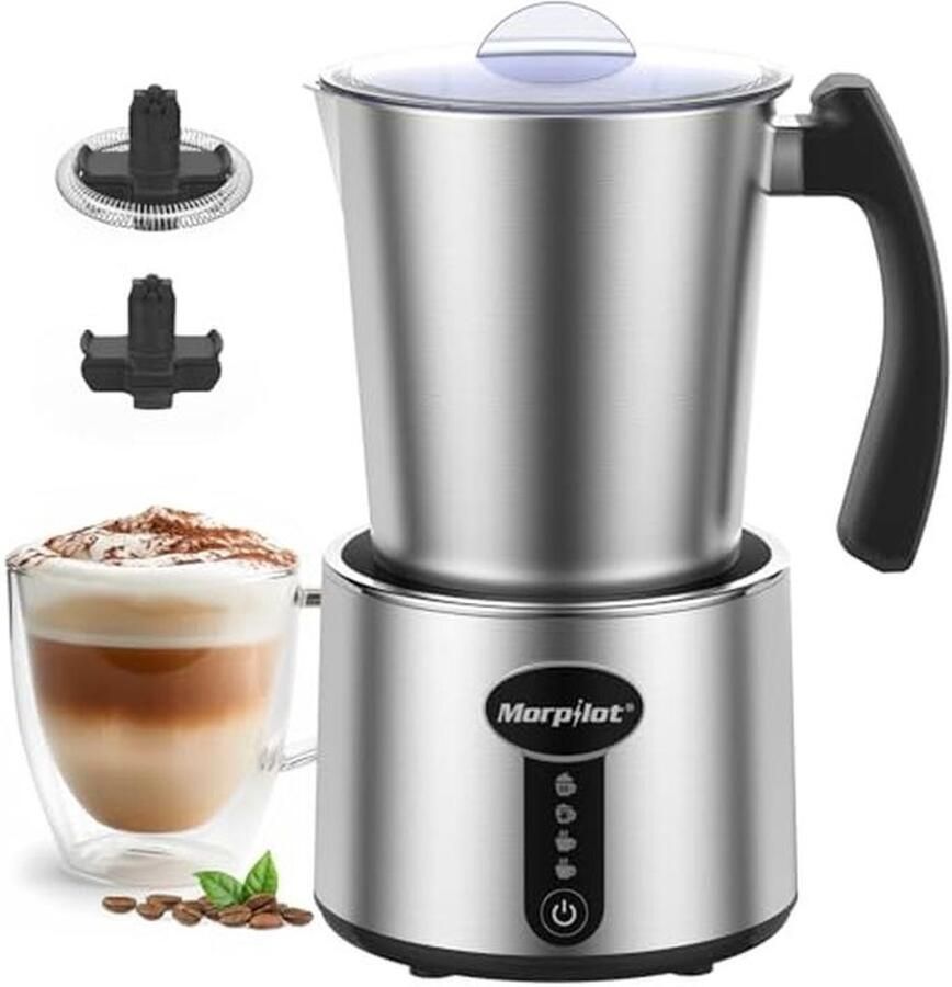 Elektrische melkopschuimer 4-in-1 Roestvrij staal 230 ml cappuccino 500 ml warme melk