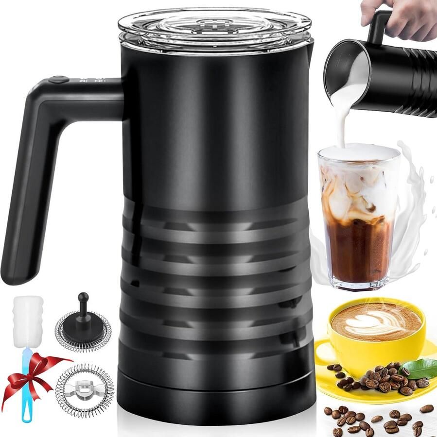 Elektrische Melkopschuimer 4-in-1 RVS: Warm & Koud Schuim Chocolademelk Warmer