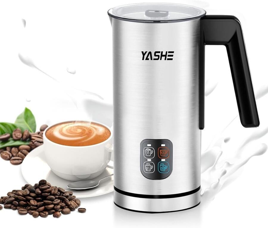 Elektrische Melkopschuimer 4-in-1 Zilver 240 ml Met Antiaanbaklaag Voor Cappuccino en Koffie