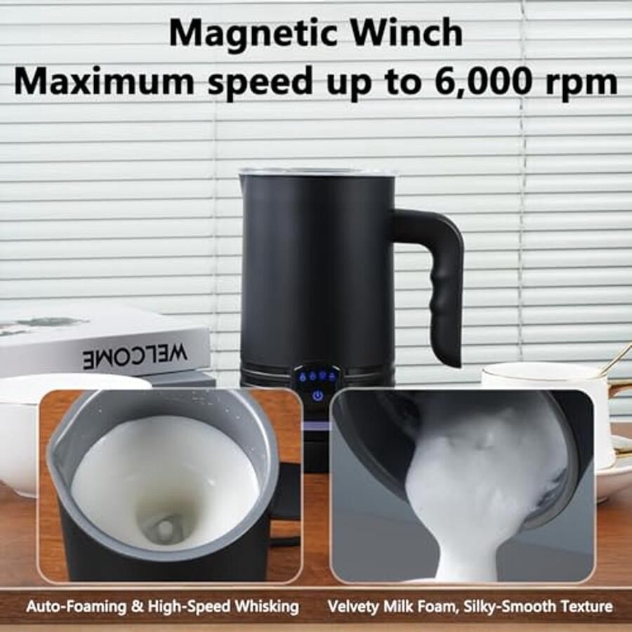 Elektrische melkopschuimer 430 ml roestvrij staal anti-aanbaklaag warm en koud melkschuim voor cappuccino latte mokka macchiato melkopschuimer