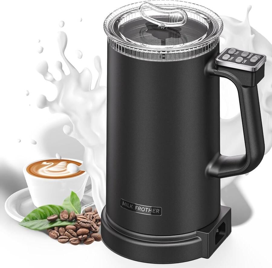 Elektrische Melkopschuimer 5-in-1 600 W 350 ml Roestvrij Staal Automatische Uitschakeling voor Warm en Koud Melkschuim