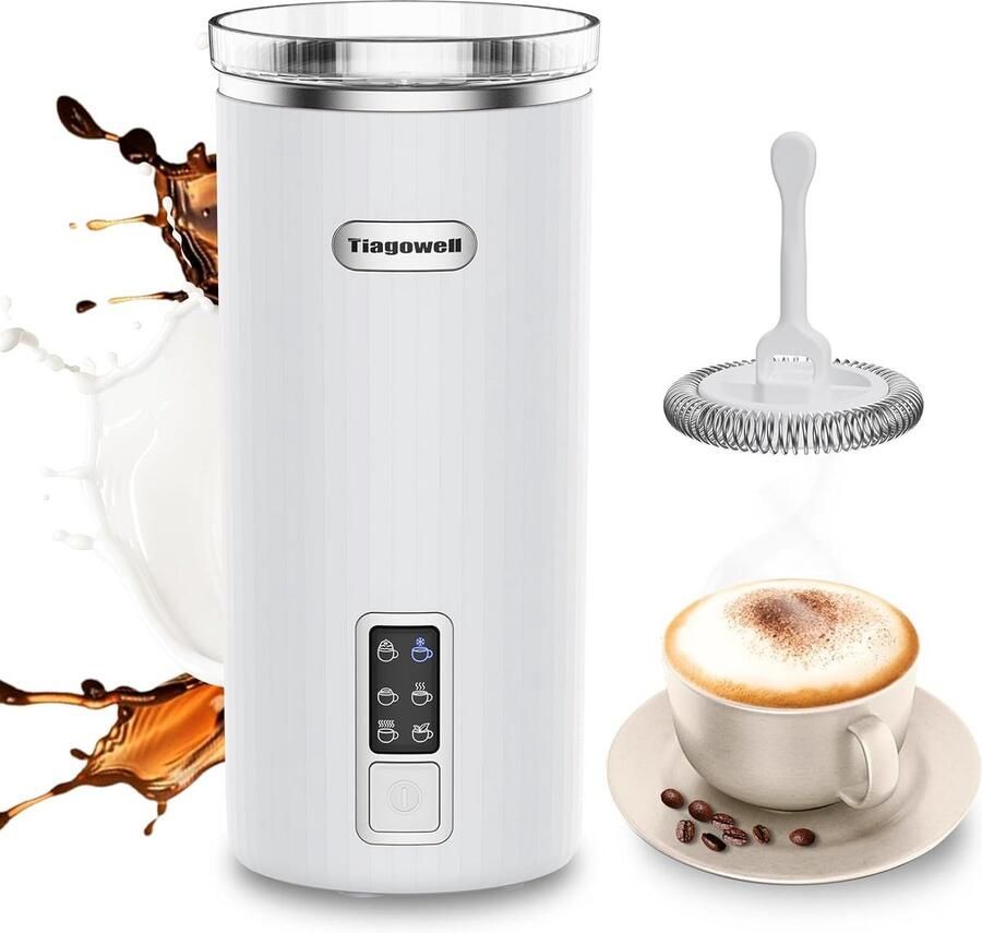 Elektrische Melkopschuimer 6-in-1: Warm & Koud Schuim Steamer en Melkwarmer met Display