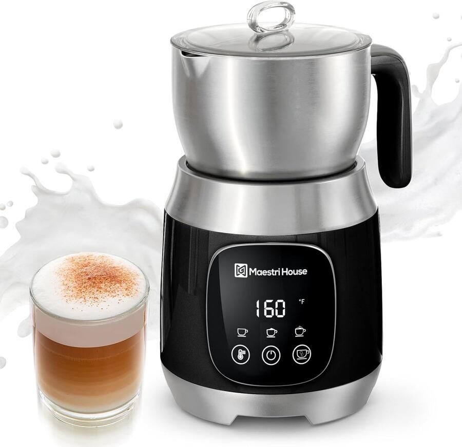 Elektrische Melkopschuimer 600 ml Automatische Melkopschuimer met Instelbare Temperatuur en Schuimsterkte Smart Touch voor Latte Cappuccino en Chocolademelk